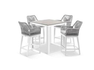 Adele Ceramic Table & Serang Chairs in White / Light Grey / Gobi / 5pc 95cm_1