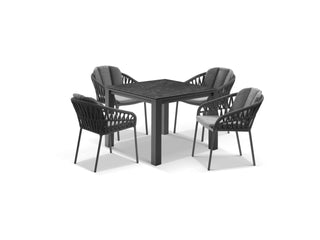 Adele Ceramic Table & Treble Chairs in Charcoal / 5pc 95cm_1