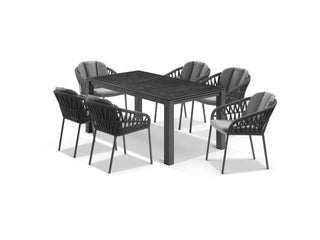 Adele Ceramic Table & Treble Chairs in Charcoal / 7pc 165cm_1