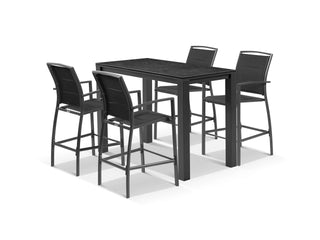 Adele Ceramic Table & Verde Chairs in Charcoal / Dark Grey / Black / 5pc 140x74cm_1