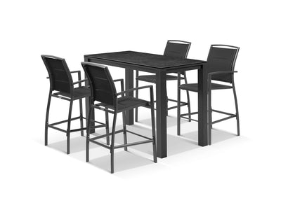 Adele Ceramic Table & Verde Chairs in Charcoal / Dark Grey / Black / 5pc 140x74cm_1