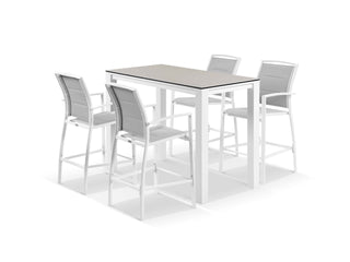 Adele Ceramic Table & Verde Chairs in White / Light Grey / Grey / 5pc 140x74cm_1