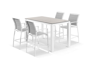 Adele Ceramic Table & Verde Chairs in White / Light Grey / Grey / 5pc 165x95cm_1