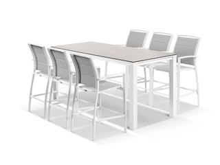 Adele Ceramic Table & Verde Chairs in White / Light Grey / Grey / 7pc 220x95cm_1