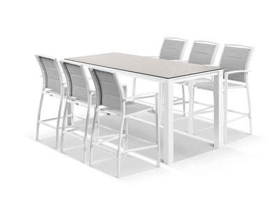 Adele Ceramic Table & Verde Chairs in White / Light Grey / Grey / 7pc 220x95cm_1