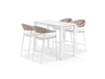 Adele Table & Nivala Chairs in White / Biscuit / 5pc 140x63cm_1