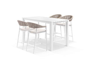 Adele Table & Nivala Chairs in White / Biscuit / 5pc 165x95cm_1