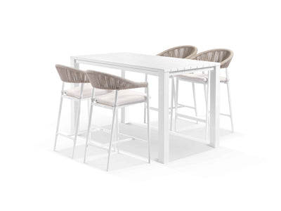 Adele Table & Nivala Chairs in White / Biscuit / 5pc 165x95cm_1