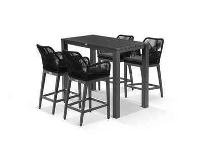 Adele Table & Serang Chairs in Charcoal / Black / 5pc 140x74cm_1