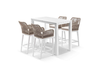 Adele Table & Serang Chairs in White / Biscuit / 5pc 140x74cm_1