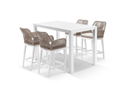 Adele Table & Serang Chairs in White / Biscuit / 5pc 165x95cm_1
