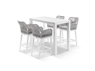 Adele Table & Serang Chairs in White / Gobi / 5pc 140x74cm_1