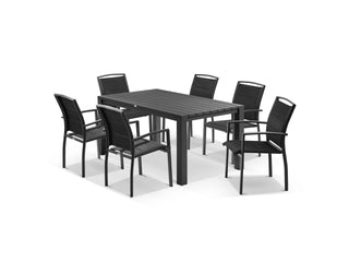 Adele Table & Verde Chairs in Charcoal / 7pc 165cm_1