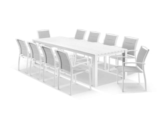 Adele Table & Verde Chairs in White / 11pc 280cm_1