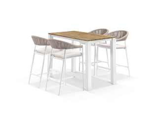 Adele Teak Table & Nivala Chairs in White / Biscuit / 5pc 140cm_1