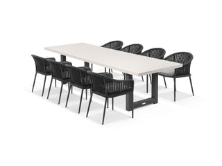 Modena Table & Bali Chairs in Charcoal / 9pc 290cm_1