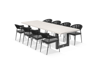 Modena Table & Nivala Chairs in Charcoal / Light Grey / Black / 9pc 290cm_1