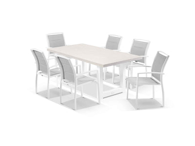 Modena Table & Verde Chairs in White / Light Grey / Grey / 7pc 180cm_1
