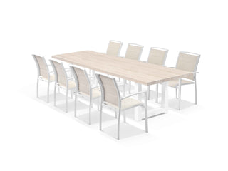 Modena Table & Verde Chairs in White / Travertino / Wheat / 9pc 290cm_1