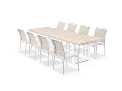 Modena Table & Verde Chairs in White / Travertino / Wheat / 9pc 290cm_1