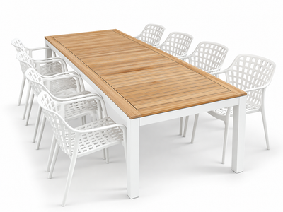 Barcelona Table with Aztec Chairs 9pc Outdoor Dining Setting