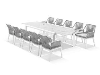Mona Extension Table & Serang Chairs in White / C55 / Gobi_1