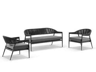 Nivala Sofa Set | Outdoor Lounge Setting in Charcoal / Black / Coal 1
