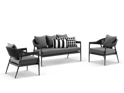 Nivala Sofa Set | Outdoor Lounge Setting in Charcoal / Black / Coal