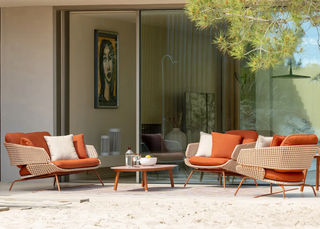 Phil Sofa Set | Outdoor Lounge Setting in Rust / Urban Glow / Play Saffran 1