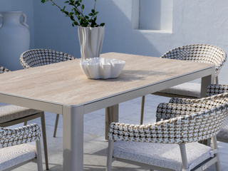 Adina Table & Noosa Chairs | Outdoor Dining Setting in Dune / Travertino / Drift / 7pc 165cm 1