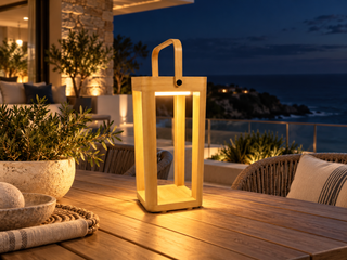 Solar Outdoor Lantern in Timber Look / 41cm 3
