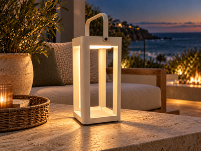 Solar Outdoor Lantern in White / 41cm 3