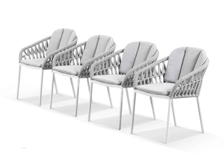 Treble Outdoor Dining Chair Set in White / Light Grey / Silver / Set of 4_1