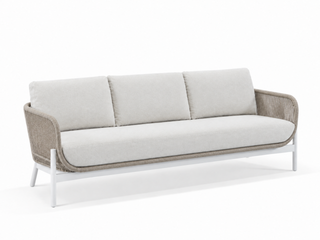 Lavon Outdoor Lounge in White / Biscuit / Beech / 3 Seater
