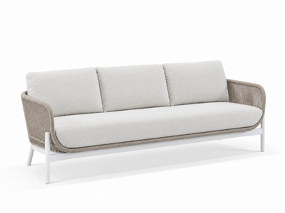Lavon Outdoor Lounge in White / Biscuit / Beech / 3 Seater