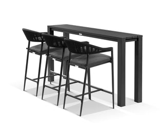 Adele Table & Nivala Chairs | Outdoor Balcony Bar Setting in Charcoal / Black / 4pc 210x42cm_1