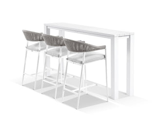 Adele Table & Nivala Chairs | Outdoor Balcony Bar Setting in White / Frost Grey / 4pc 210x42cm_1