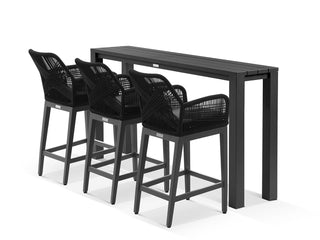 Adele Table & Serang Chairs | Outdoor Balcony Bar Setting in Charcoal / Black / 4pc 210x42cm_1