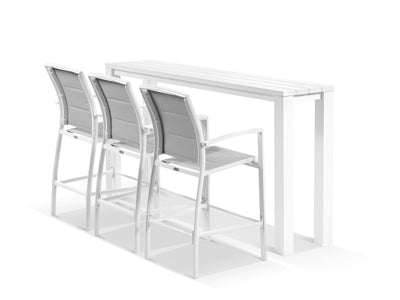 Adele Table & Verde Chairs | Outdoor Balcony Bar Setting in White / Light Grey / 4pc 210x42cm_1