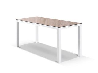 Adele Ceramic Outdoor Bar Table in White / Travertino / 220x95cm