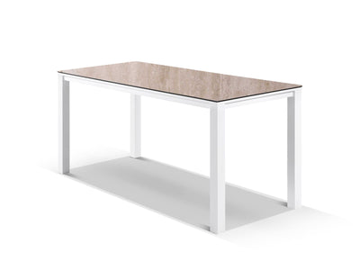 Adele Ceramic Outdoor Bar Table in White / Travertino / 220x95cm