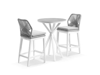 Adele Ceramic Round Table & Serang Armless Chairs | Outdoor Bar Setting in White / Light Grey / Gobi / 3pc 72cm_1