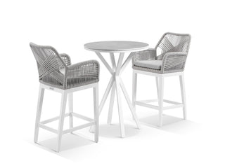 Adele Ceramic Round Table & Serang Chairs | Outdoor Bar Setting in White / Light Grey / Gobi / 3pc 72cm_1