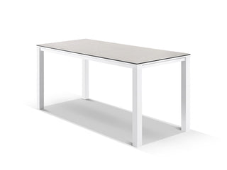 Adele Ceramic Outdoor Bar Table in White / Light Grey / 220x95cm.