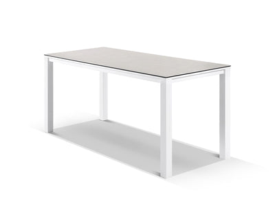 Adele Ceramic Outdoor Bar Table in White / Light Grey / 220x95cm.