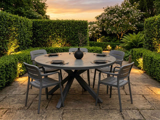 Adele Ceramic Round Table & Heath Chairs | Outdoor Dining Setting 2