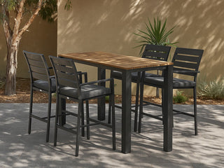 Adele Teak Table & Twain Chairs | Outdoor Bar Setting in Charcoal / Cinder / 5pc 140x74cm_1