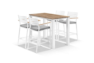 Adele Teak Bar Table with Corfu Bar Chairs -5pc Outdoor Bar Setting_1