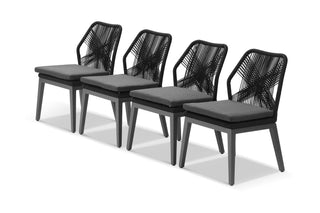 Serang Armless Outdoor Dining Chair Set in Charcoal / Black / Coal / Set of 4_1