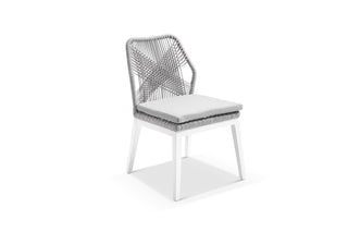 Serang Armless Outdoor Dining Chair in White / Gobi / Grey Ridge